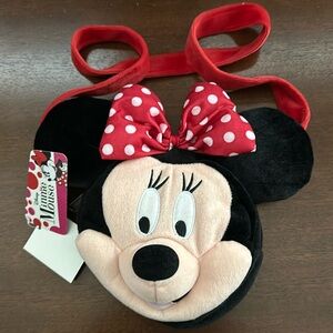 Disney Minnie Mouse Plush head Purse with long strap